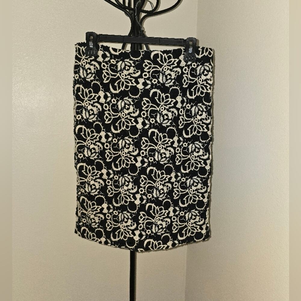 Elegant Black and White Floral Skirt